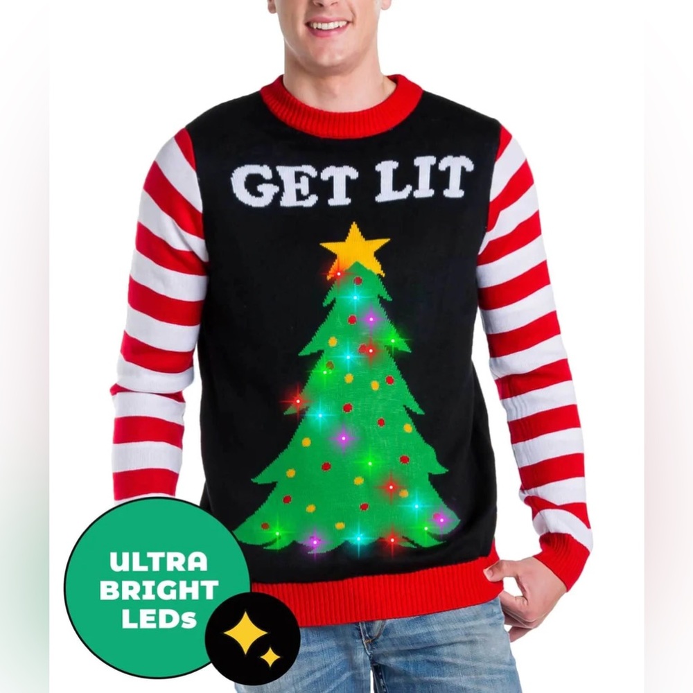MEN'S GET LIT LIGHT UP UGLY CHRISTMAS SWEATER